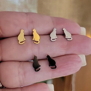 Cat Stud Earrings, choice of color